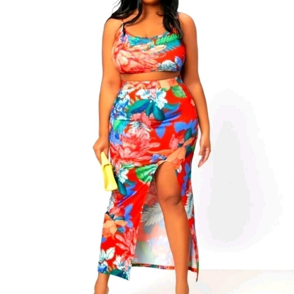 NWT 2PC PRINTED SKIRT SET SZ 2X